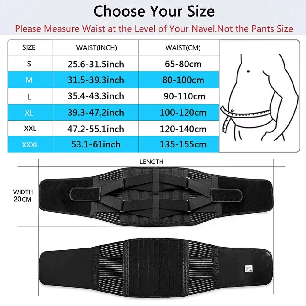 Lumbar Back Belt Waist Support Lumbar Pad Back Orthopedic Corset for Men Women Waist Protector Belt Waist Trainer Spine Support