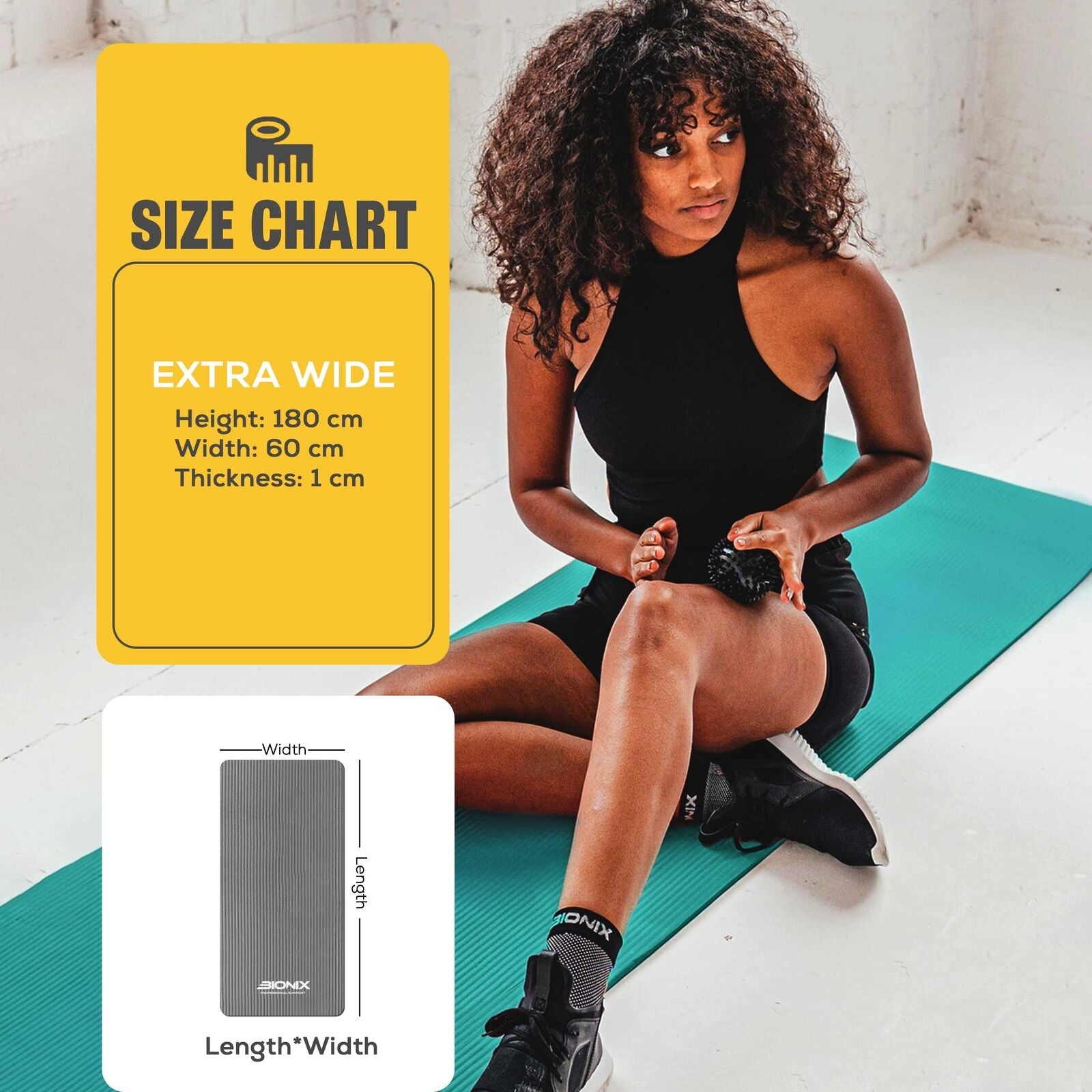 Yoga Mat Thick 10Mm Non Slip Gym Exercise Fitness Pilates Carry Strap NBR 183X62