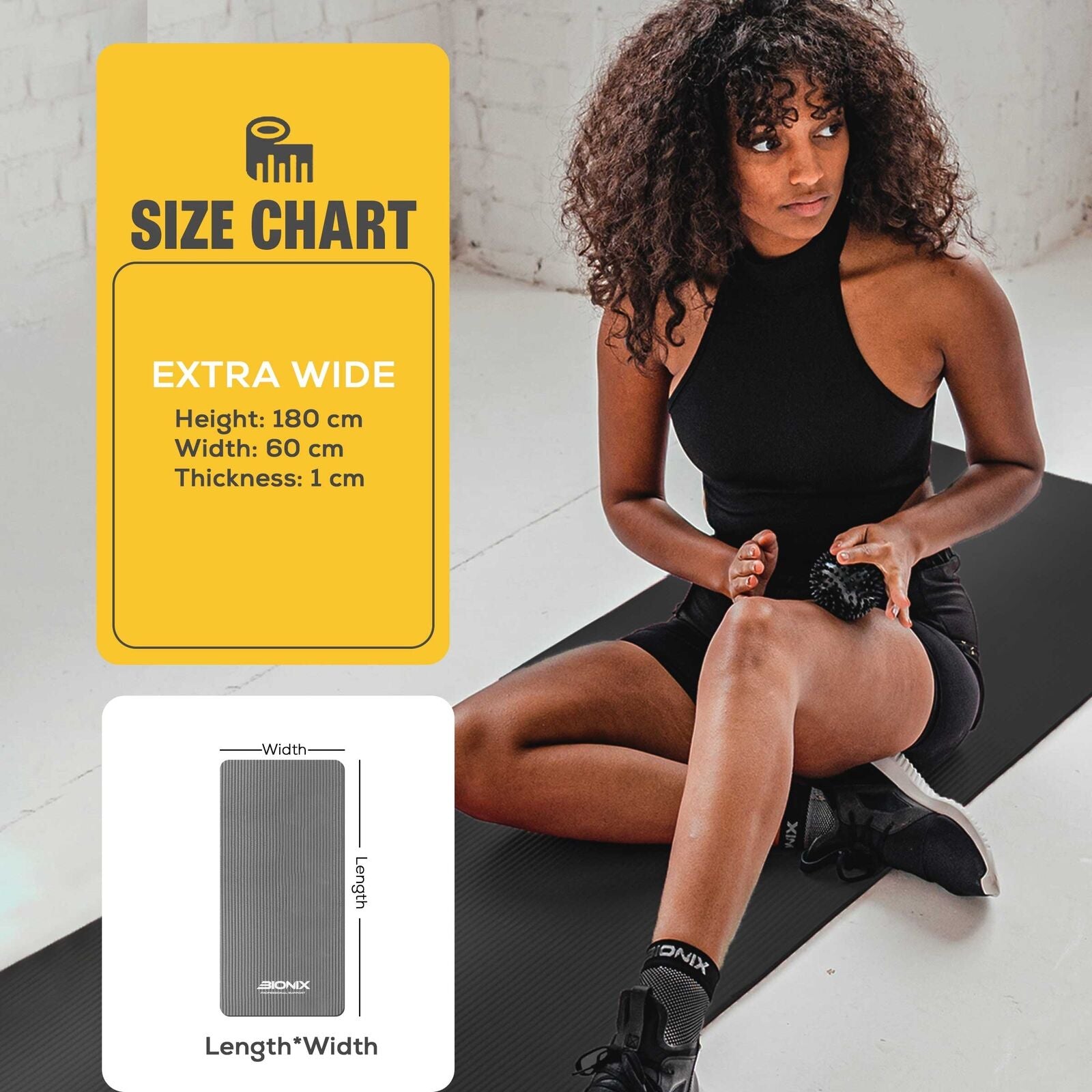 Yoga Mat Thick 10Mm Non Slip Gym Exercise Fitness Pilates Carry Strap NBR 183X62