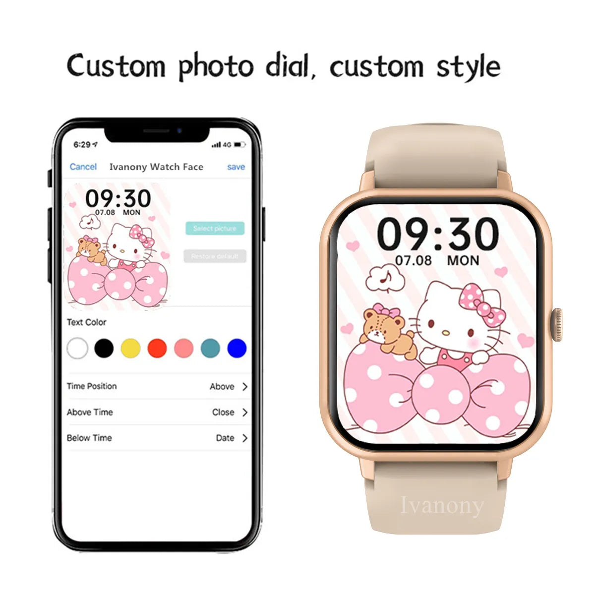 Smart Watch Gold Support Receive Dial Call Voice Assistant 1.83Inch TFT Screen Fitness Tracker Game Smartwatch for Android IOS