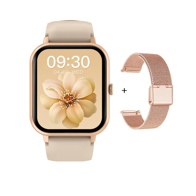 Smart Watch Gold Support Receive Dial Call Voice Assistant 1.83Inch TFT Screen Fitness Tracker Game Smartwatch for Android IOS