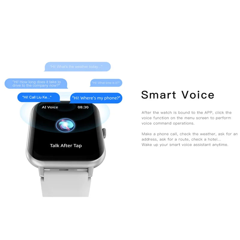 Smart Watch Gold Support Receive Dial Call Voice Assistant 1.83Inch TFT Screen Fitness Tracker Game Smartwatch for Android IOS
