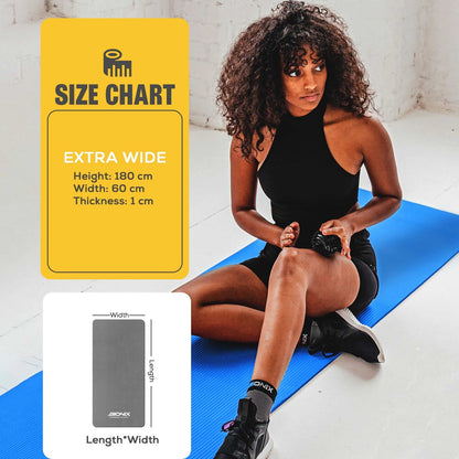 Yoga Mat Thick 10Mm Non Slip Gym Exercise Fitness Pilates Carry Strap NBR 183X62