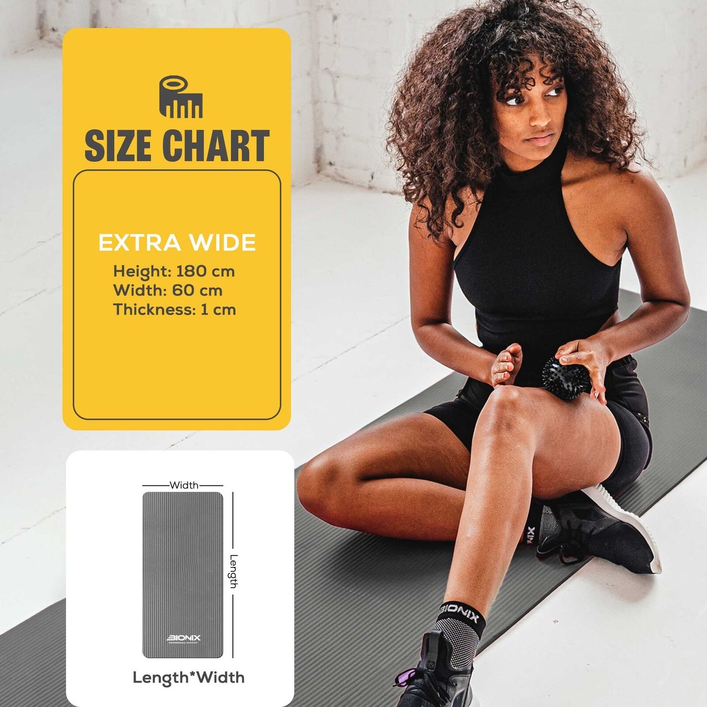 Yoga Mat Thick 10Mm Non Slip Gym Exercise Fitness Pilates Carry Strap NBR 183X62